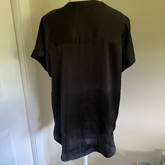 Old Navy Black Satin Short Sleeve Dolman Popover Blouse Top-Sz-M - Picture 6 of 12